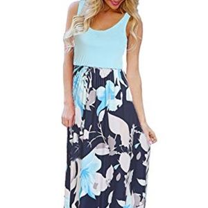 BLUETIME Summer Boho Sleeveless Maxi Dress